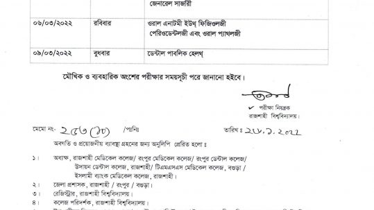 2nd and 3rd Professional BDS Written Exam - May/2021 organised at February/2022